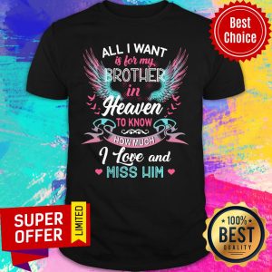 Heaven All I Want Is For Brother To Know How Much I Love And Miss Him Wings Shirt