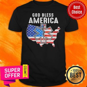 God Bless American Flag Veteran Independence Day Registered Nurse Map Shirt