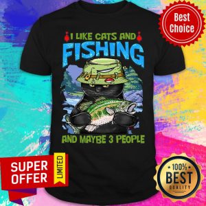 Black Cat I Like Cats And Fishing Shirt