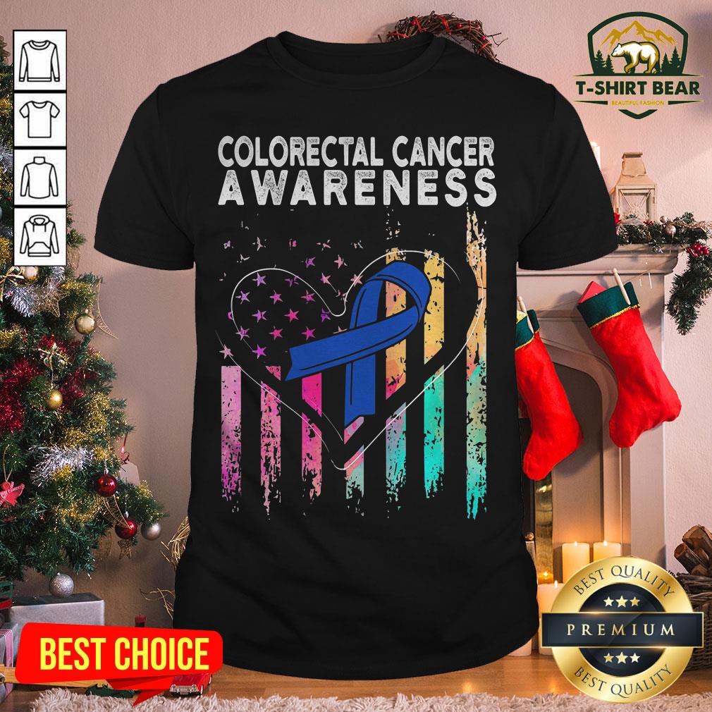 Colorful Colorectal Cancer Awareness American Flag Shirt