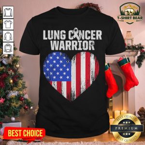 Official Lung Cancer Warrior Heart American Flag Shirt