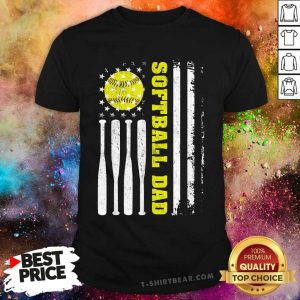Softball Dad Vintage USA American Flag Shirt