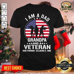 Nice American Flag I Am A Dad Grandpa And A Veteran Nothing Scares Me Shirt