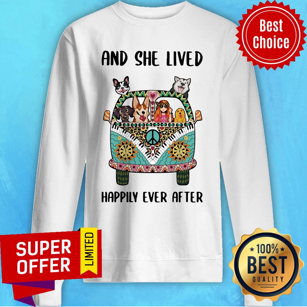 And She Lived Happily Ever After Peace Bus Dogs Shirt
