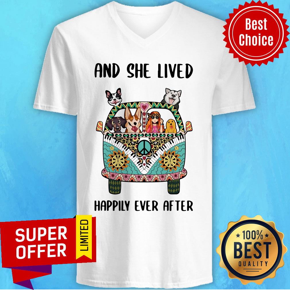 And She Lived Happily Ever After Peace Bus Dogs Shirt