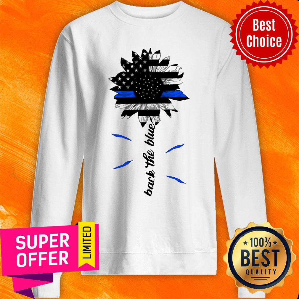 Awesome Black The Blue Sunflower Support Police American Flag Shirt