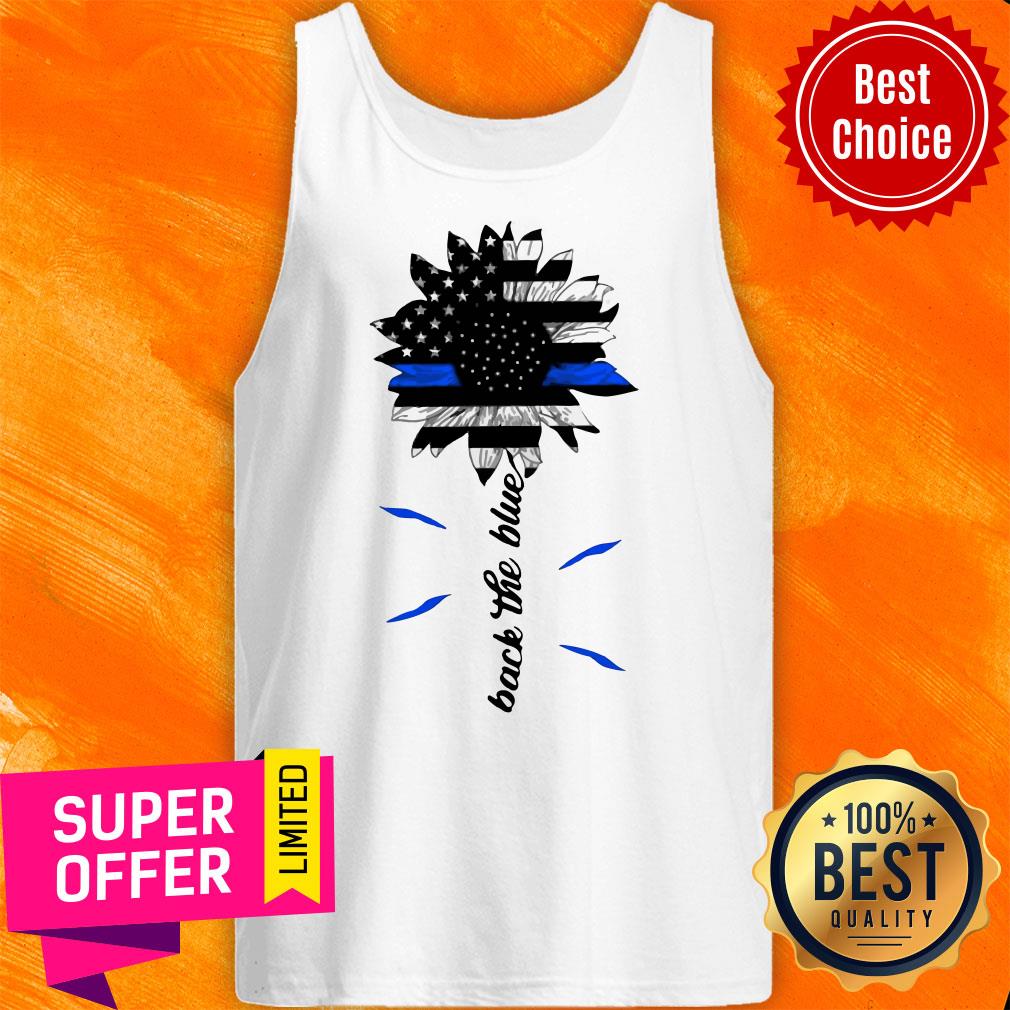 Awesome Black The Blue Sunflower Support Police American Flag Shirt