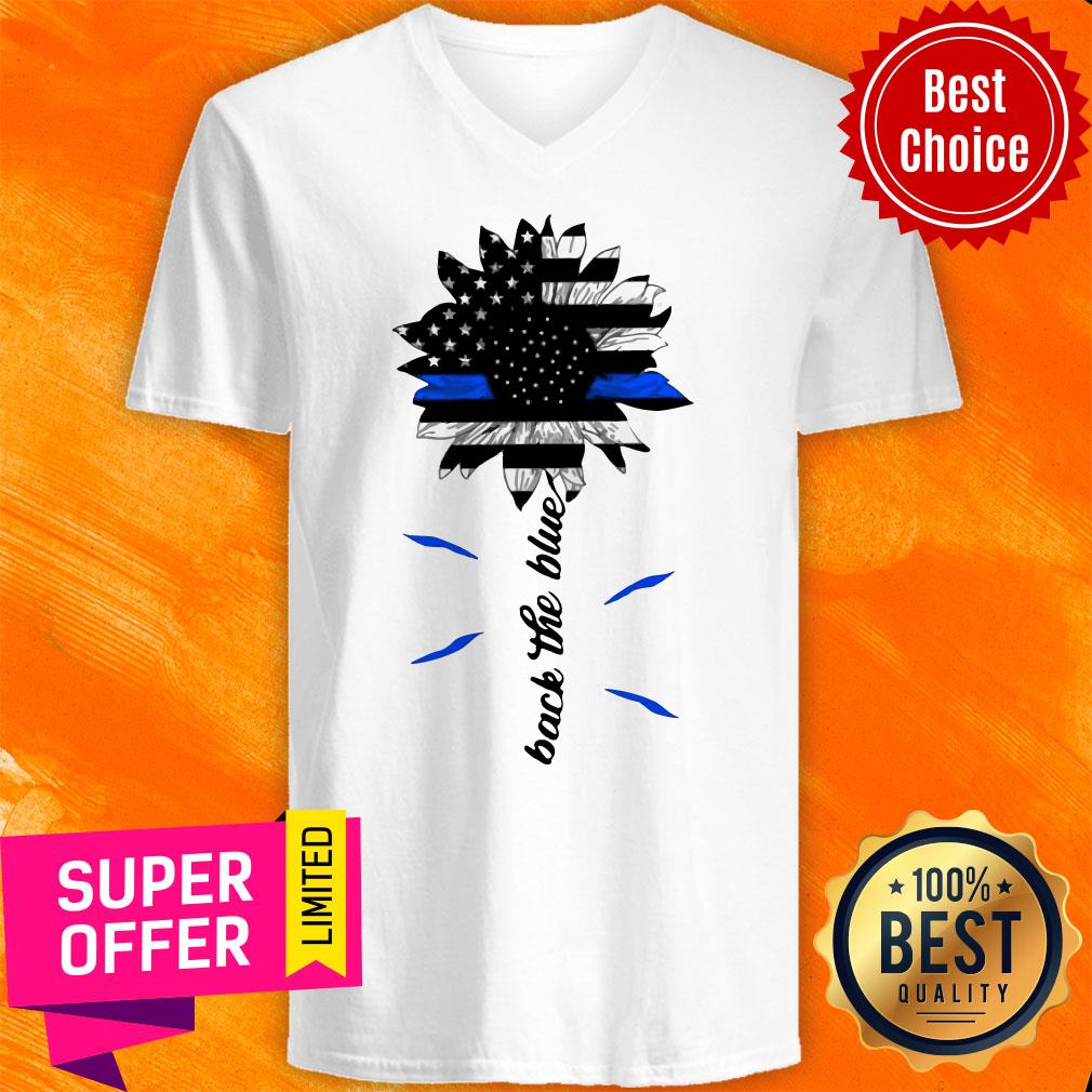 Awesome Black The Blue Sunflower Support Police American Flag Shirt