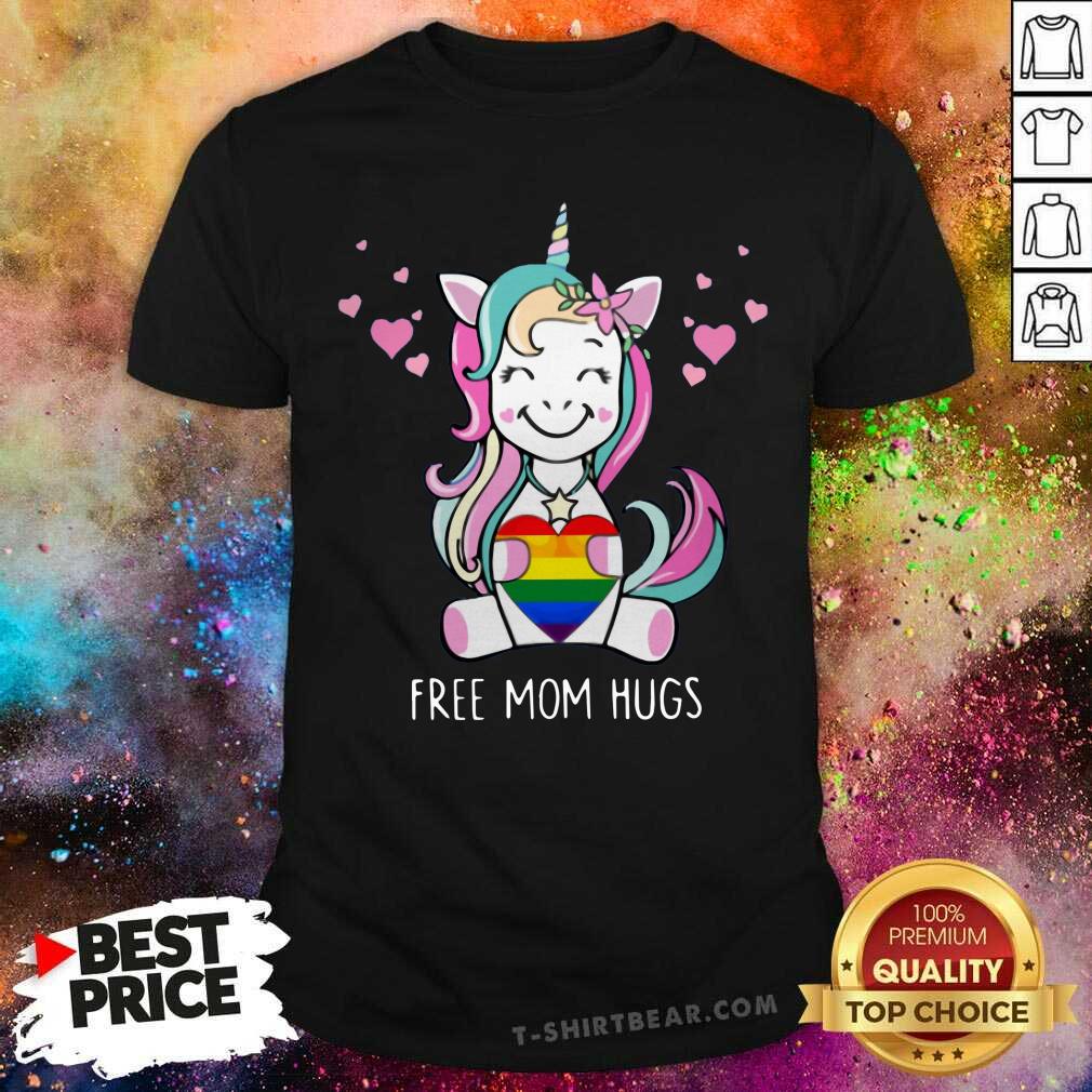 Awesome Unicorn Free Mom Hugs LGBT Heart Shirt