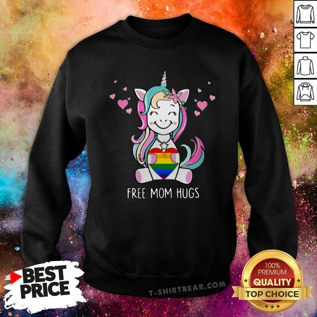 Awesome Unicorn Free Mom Hugs LGBT Heart Shirt