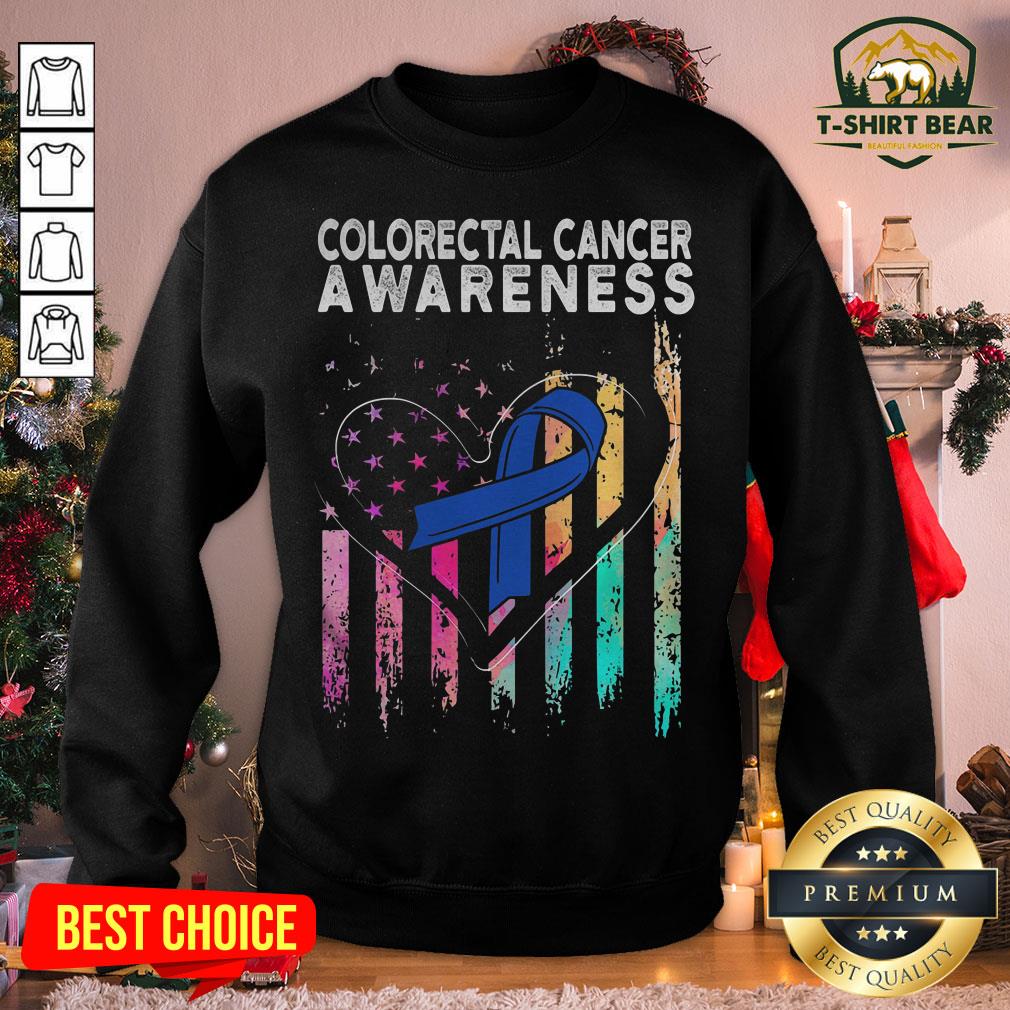 Colorful Colorectal Cancer Awareness American Flag Shirt