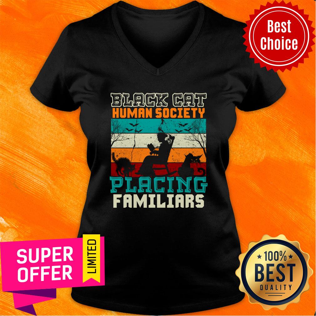Black Cat Human Society Placing Familiar Vintage Shirt