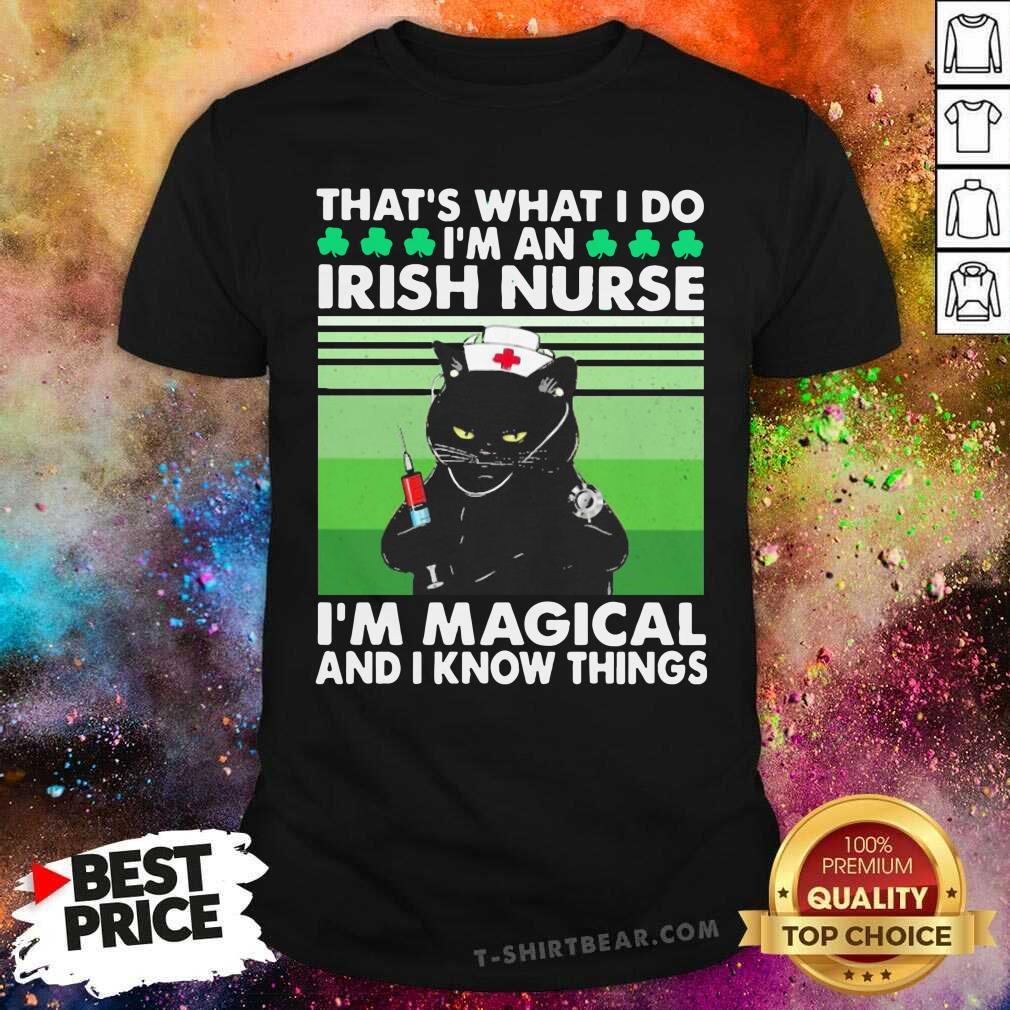 Black Cat I Am An Irish Nurse I Am Magical 6 Vintage Shirt