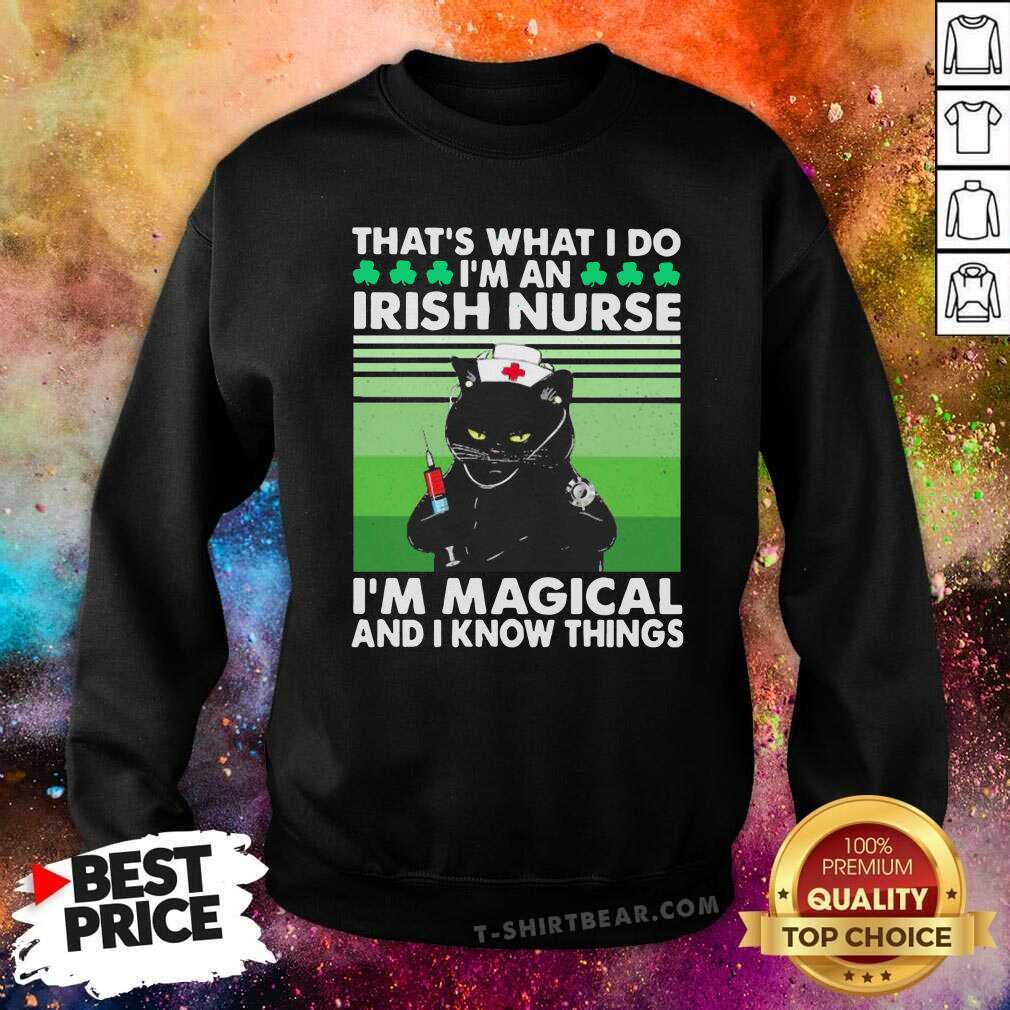 Black Cat I Am An Irish Nurse I Am Magical 6 Vintage Shirt
