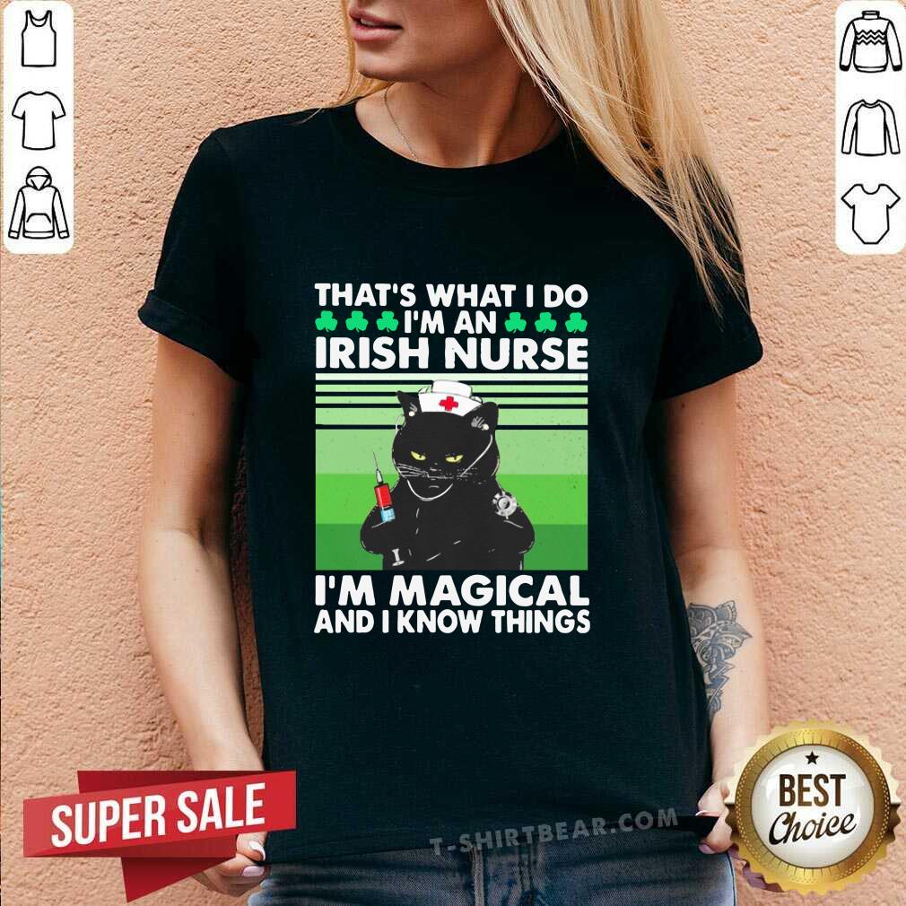 Black Cat I Am An Irish Nurse I Am Magical 6 Vintage Shirt