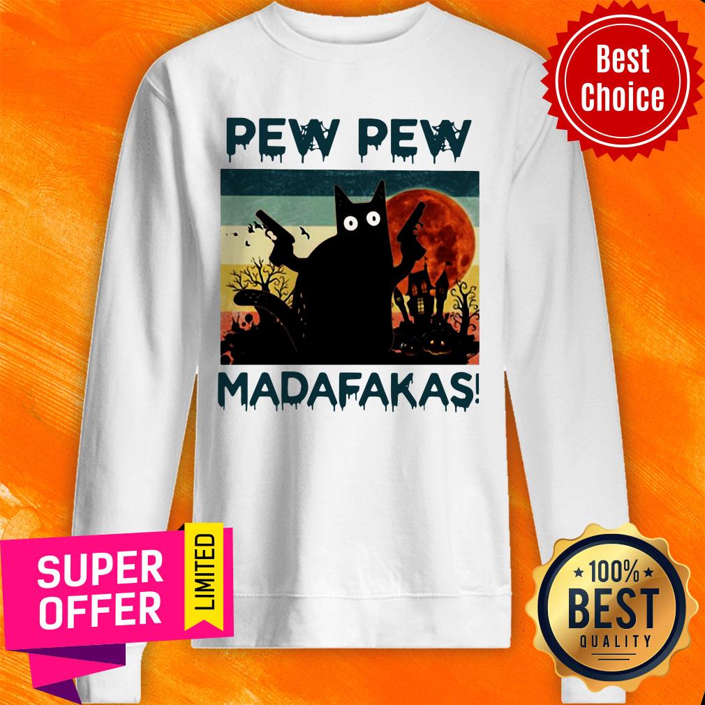 Black Cat Pew Pew Madafakas Halloween Shirt