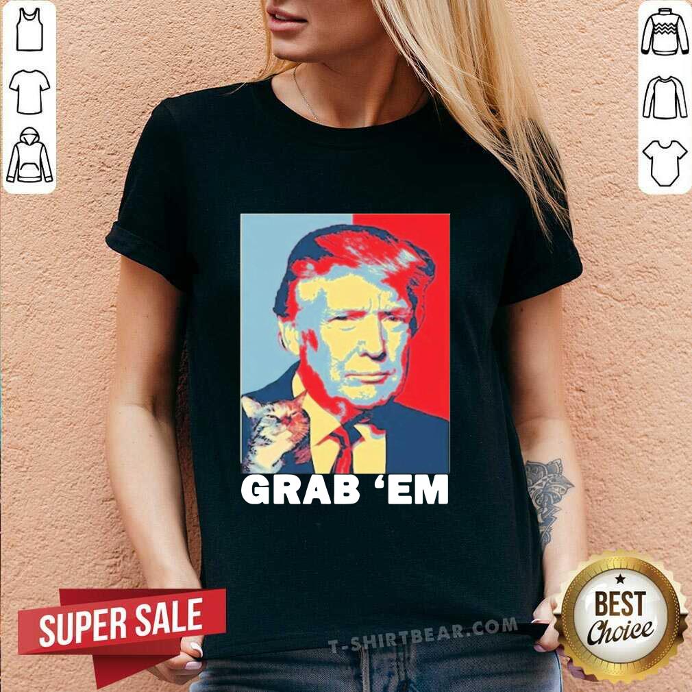 Colorful Donald Trump And Cat Grab Em Obama Style Shirt