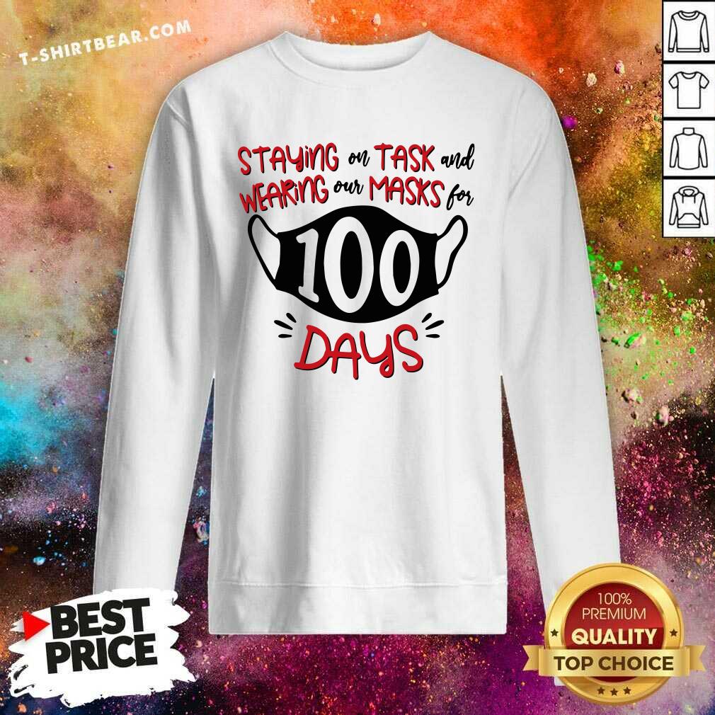Cross Staying On Task And Wearing Our Masks For 100 Days Shirt