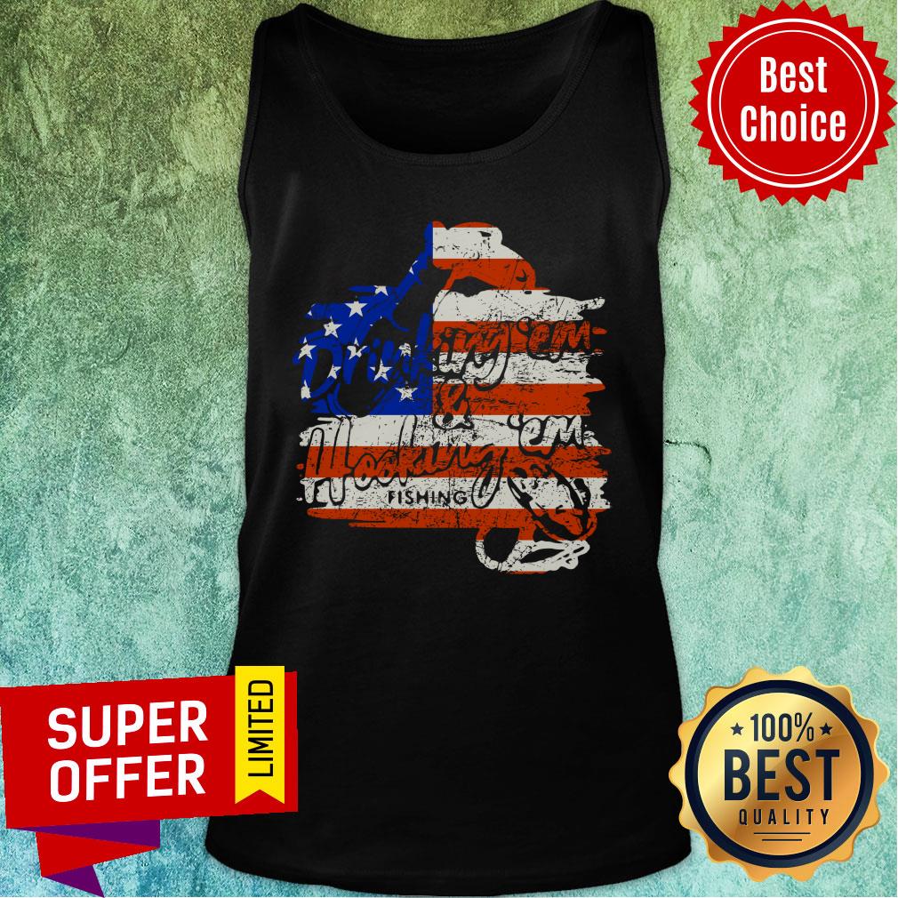 Drinking Em Hooking Em Fishing American Flag Shirt