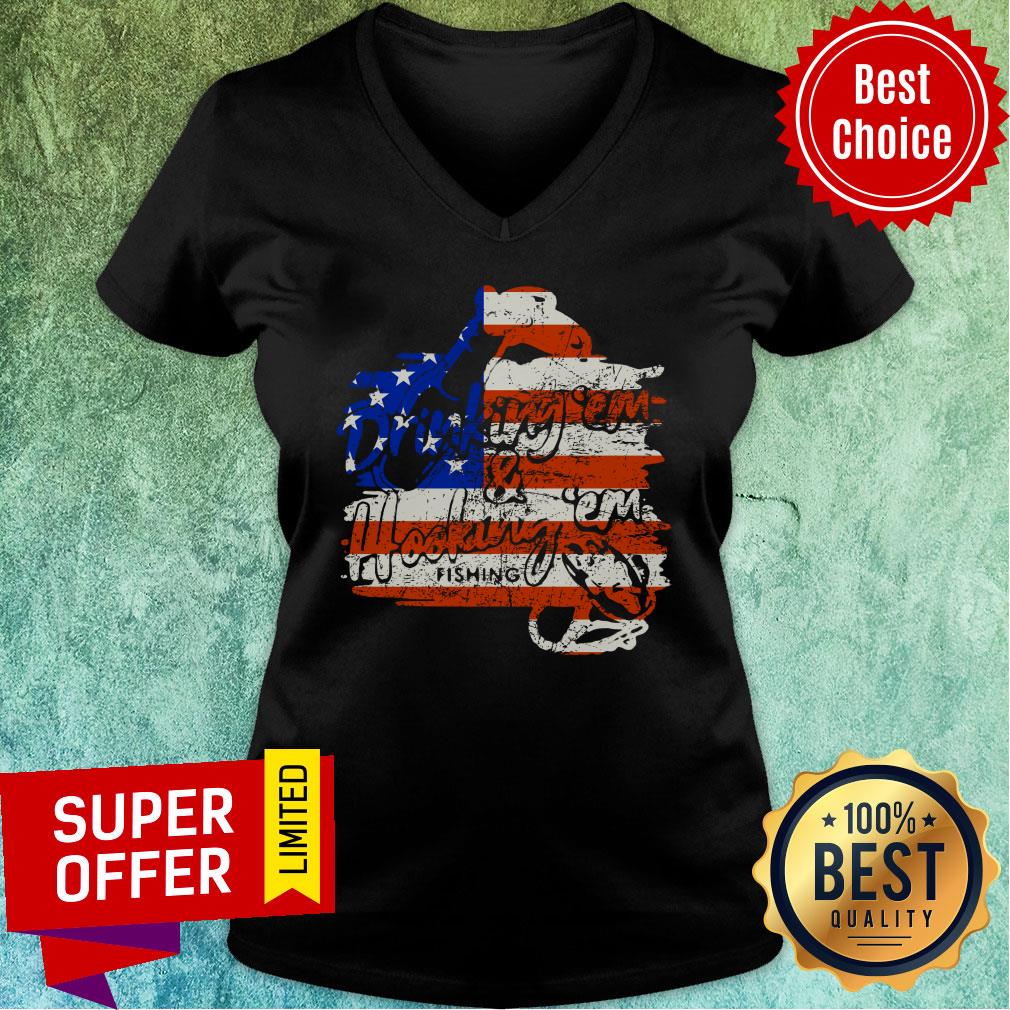 Drinking Em Hooking Em Fishing American Flag Shirt