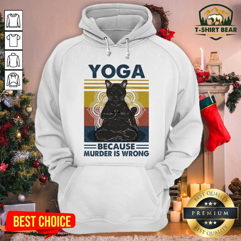 Funny Black Cat Yoga Because Murder Is Wrong Vintage Retro Shirt