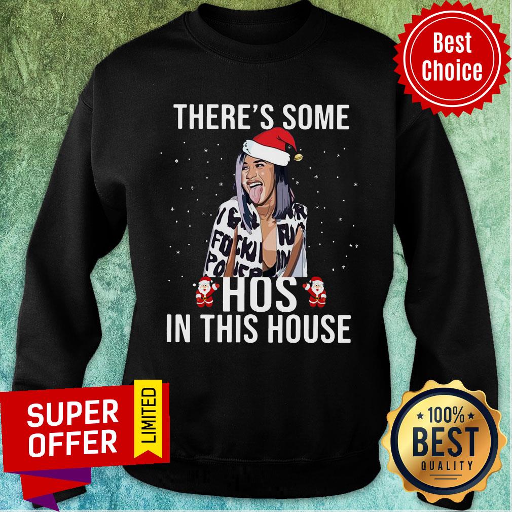 Funny Santa Cardi B There'S Some Hoes In This House Christmas Shirt