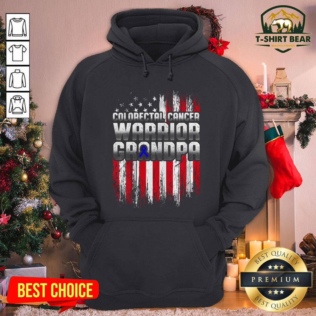 Awesome Colorectal Cancer Warrior Grandpa American Flag Shirt
