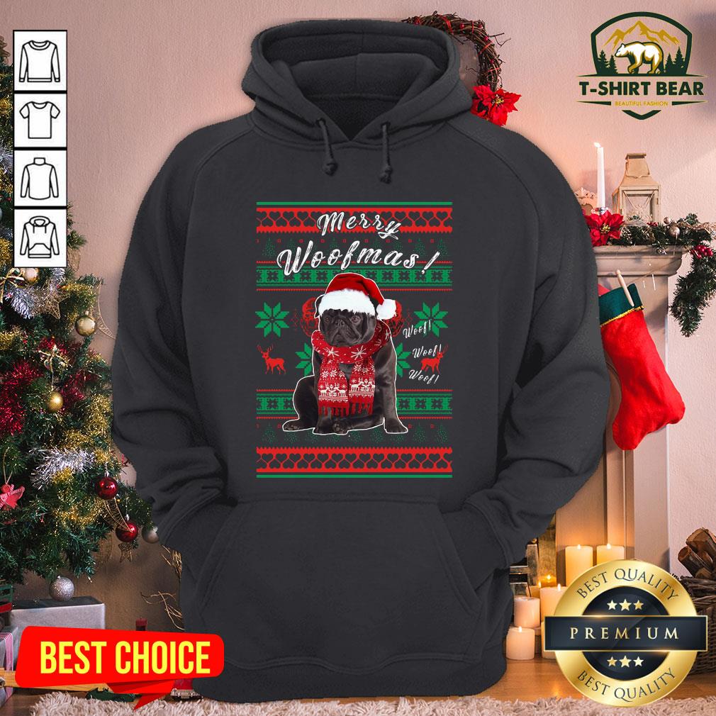 Colorful Pug Santa Merry Woofmas Ugly Christmas Shirt