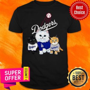 Funny Three Cat Black White And Yellow Los Angeles Dodgers Shirt