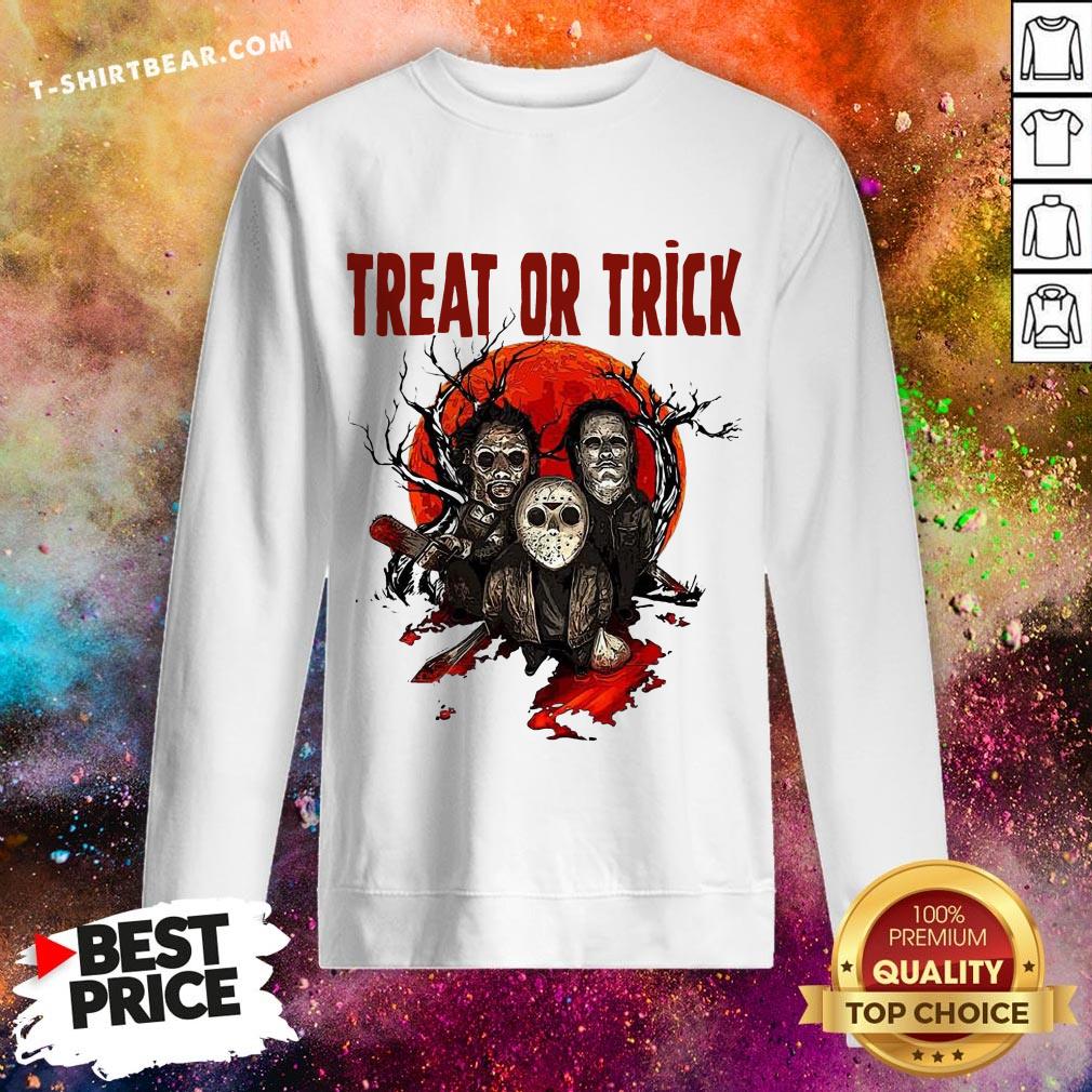 Michael Myers Jason Voorhees Freddy Krueger Treat Or Trick Halloween Shirt