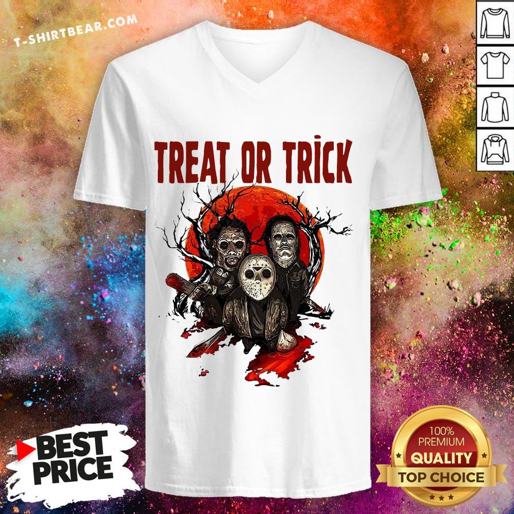 Michael Myers Jason Voorhees Freddy Krueger Treat Or Trick Halloween Shirt