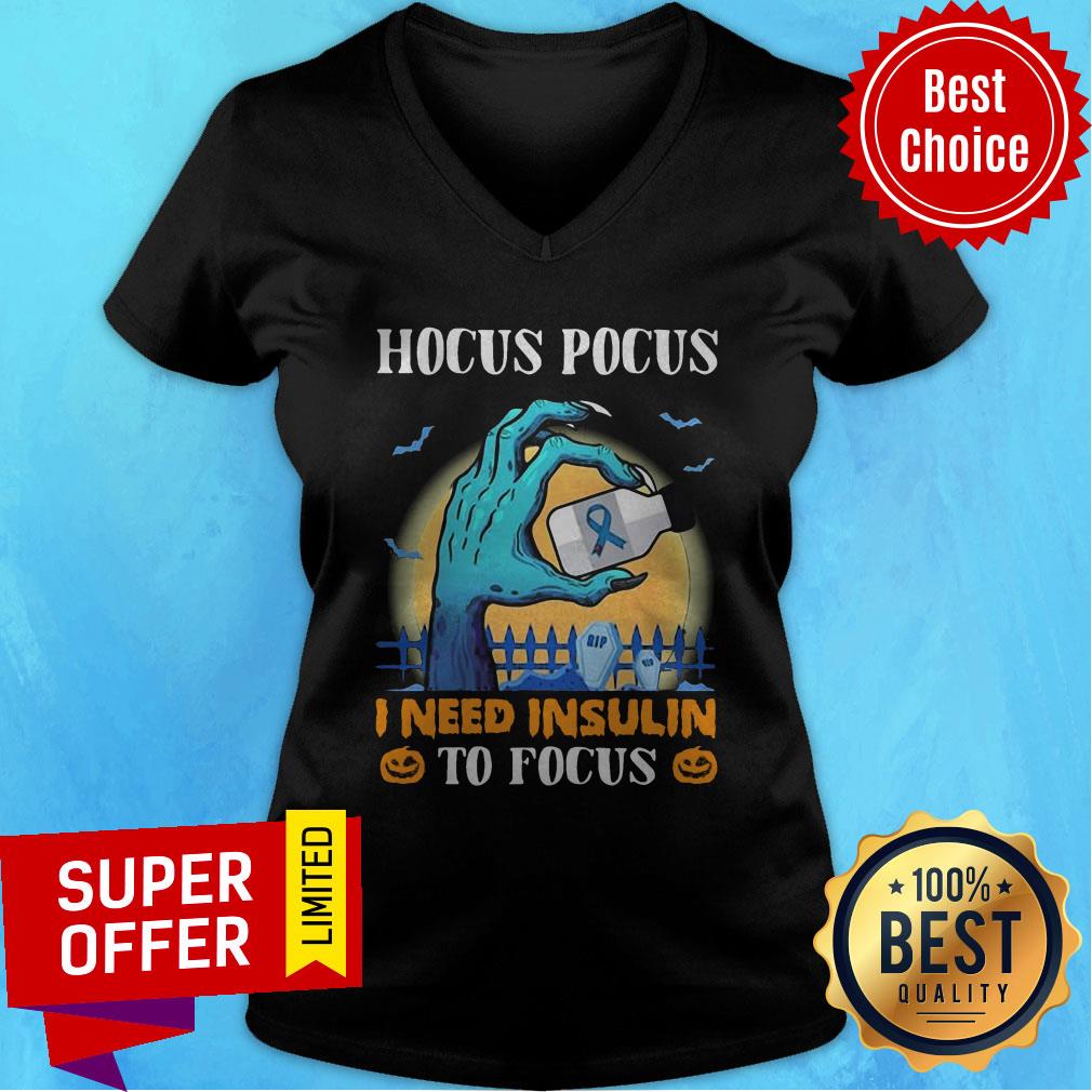 Nice Hocus Pocus I Need Insulin To Focus Breast Cancer Halloween Shirt