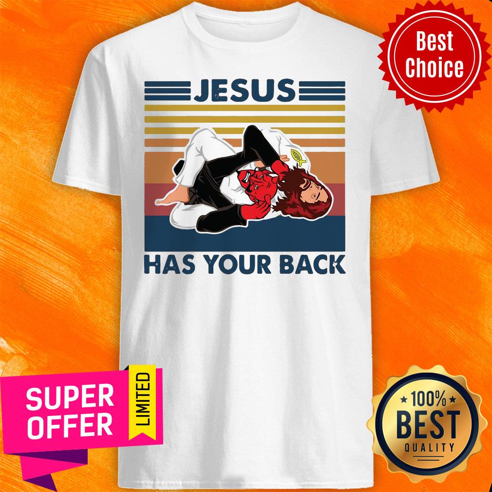 Nice Jiu Jitsu Jesus Has Your Back Vintage Retro Shirt