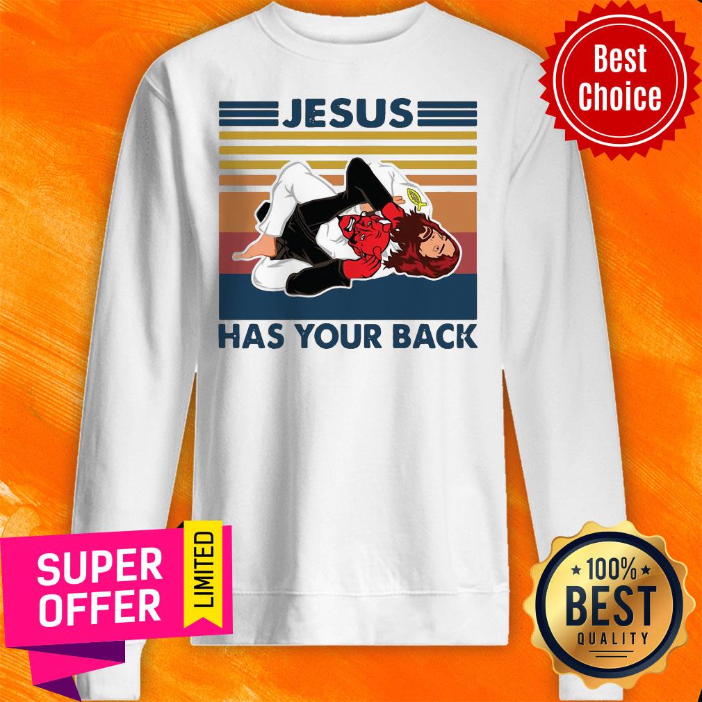 Nice Jiu Jitsu Jesus Has Your Back Vintage Retro Shirt