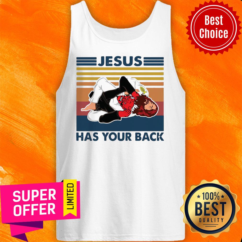 Nice Jiu Jitsu Jesus Has Your Back Vintage Retro Shirt