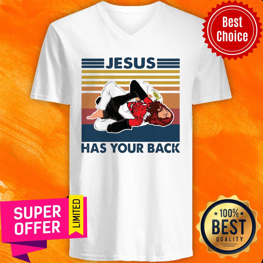 Nice Jiu Jitsu Jesus Has Your Back Vintage Retro Shirt