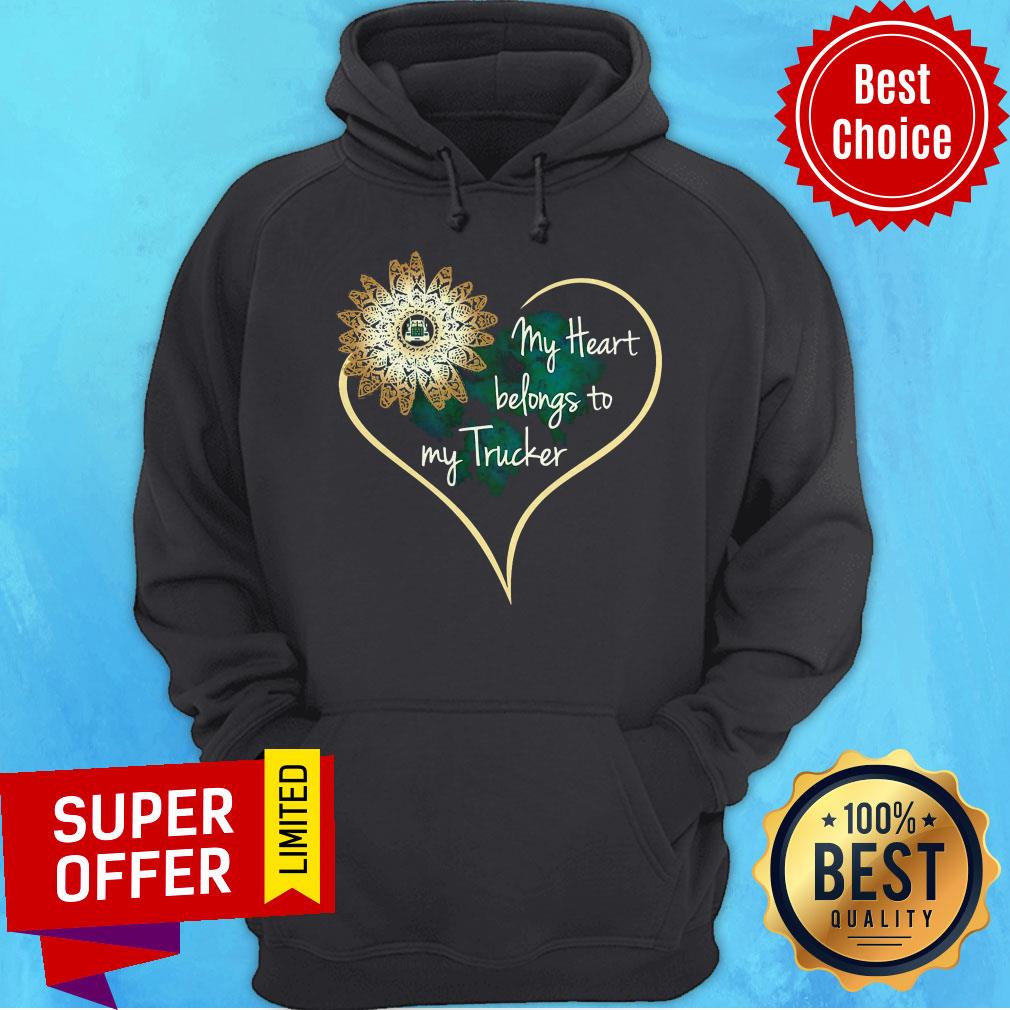 Nice My Heart Belongs To My Trucker Wife Girlfriend Shirt