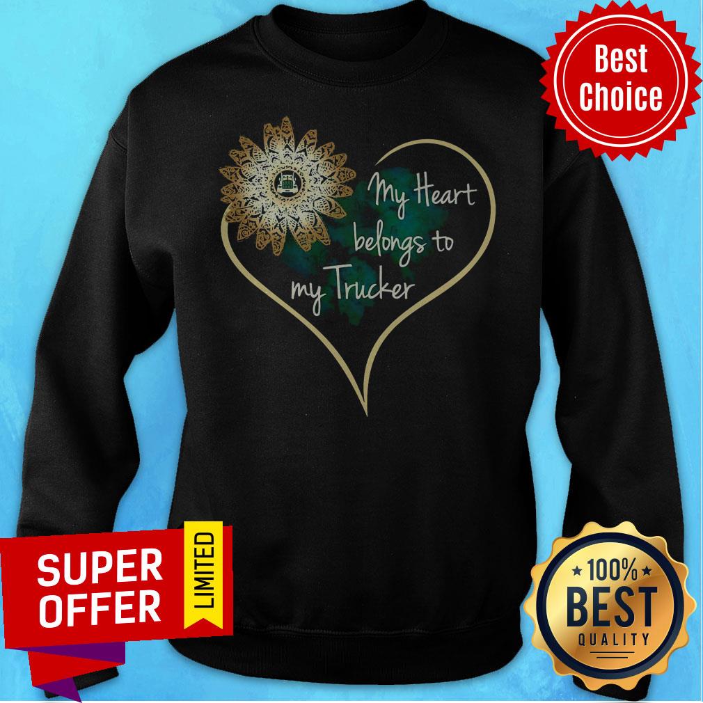 Nice My Heart Belongs To My Trucker Wife Girlfriend Shirt