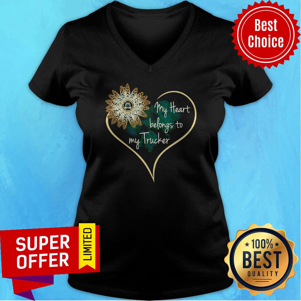 Nice My Heart Belongs To My Trucker Wife Girlfriend Shirt