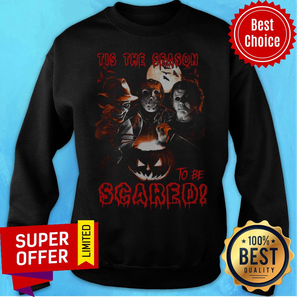 Nice Tis The Season To Be Scared Horror Halloween Shirt
