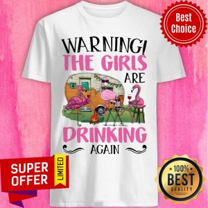 Flamingo Camping Drink Again Warning The Girl Shirt