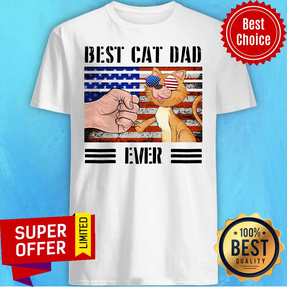 Official American Flag Best Cat Dad Ever Shirt
