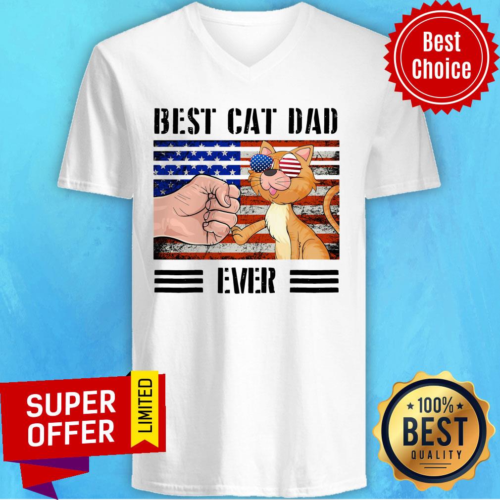 Official American Flag Best Cat Dad Ever Shirt
