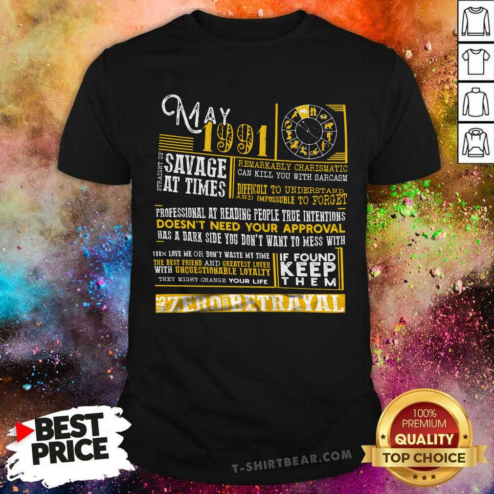 Official May 1991 Has Zero Tolerance Betrayal Shirt