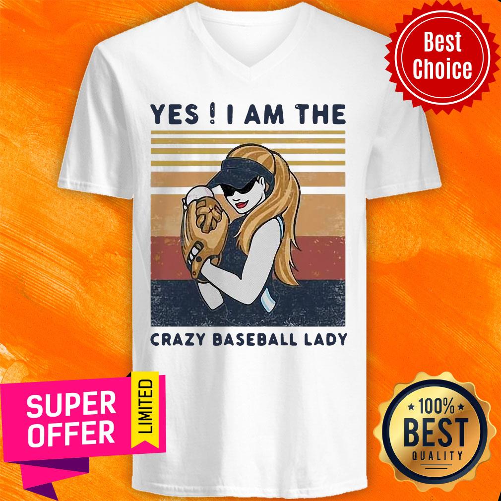Official Yes I Am The Crazy Baseball Lady Vintage Shirt