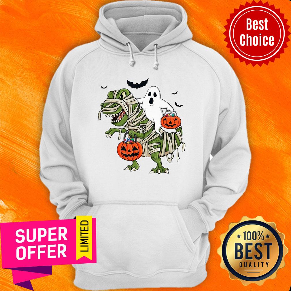 Premium Dinosaur T-rex And Ghost Halloween Pumpkin Shirt