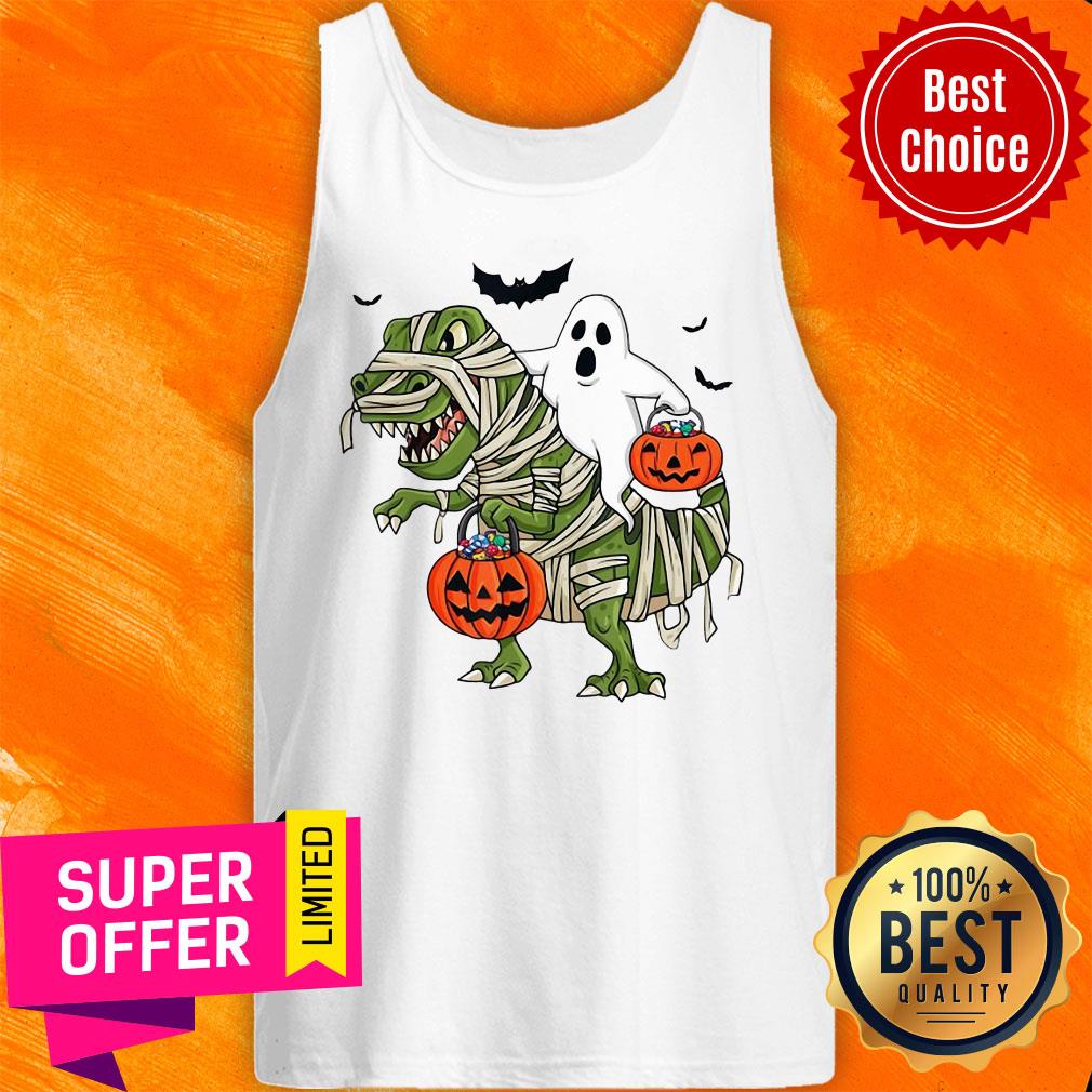 Premium Dinosaur T-rex And Ghost Halloween Pumpkin Shirt