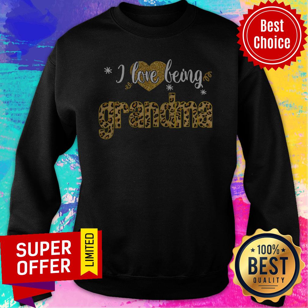 Premium I Love Being Grandma Leopard Funny Grandma Gift Shirt