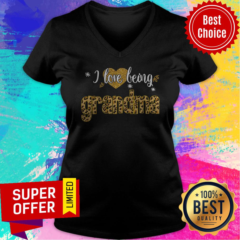Premium I Love Being Grandma Leopard Funny Grandma Gift Shirt