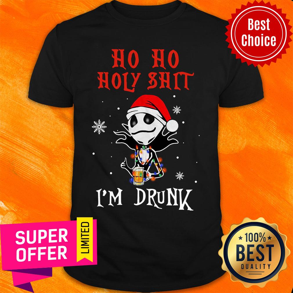 Premium Jack Skellington Ho Ho Holy Shit I'm Drunk Beer Christmas Shirt